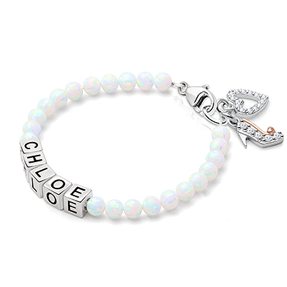 Personalized Opal Letter Block Bracelet for Teens