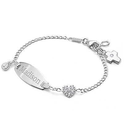 Personal Name Bracelet White Gold with Heart for Girls