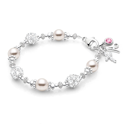 Princess Pearl, Baby/Children&#039;s Beaded Bracelet for Girls - Sterling Silver