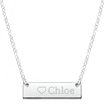 Engravable Name Plaque Necklace for Teens (Includes Chain &amp; FREE 1-Side Engraving) - Sterling Silver