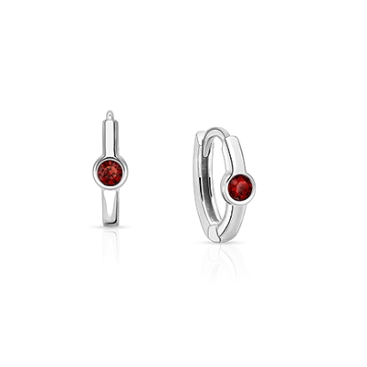 January Birthstone 9mm Huggie Hoops, Swarovski® Crystal Baby/Children's Earrings - Sterling Silver