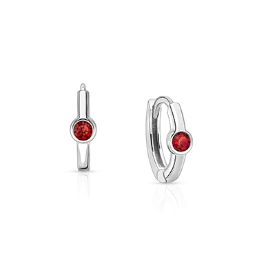 July Birthstone 9mm Huggie Hoops, Swarovski® Crystal Baby/Children's Earrings - Sterling Silver