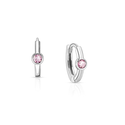 June Birthstone 9mm Huggie Hoops, Swarovski® Crystal Baby/Children's Earrings - Sterling Silver