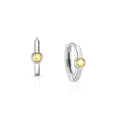November Birthstone 9mm Huggie Hoops, Swarovski® Crystal Baby/Children's Earrings - Sterling Silver