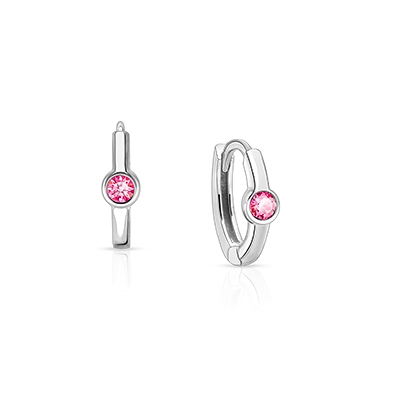 October Birthstone 9mm Huggie Hoops, Swarovski® Crystal Baby/Children's Earrings - Sterling Silver