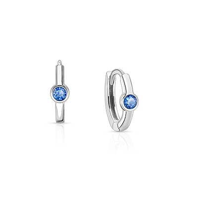 September Birthstone 9mm Huggie Hoops, Swarovski® Crystal Baby/Children's Earrings - Sterling Silver