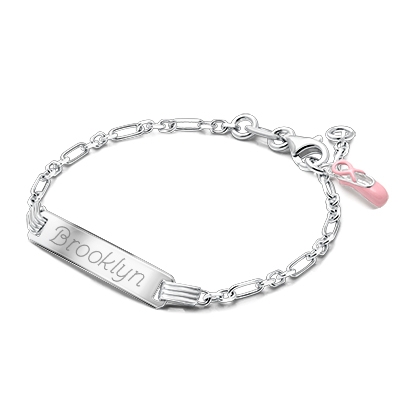 Modern Bar, Baby/Children&#039;s Engraved ID Bracelet for Girls - Sterling Silver