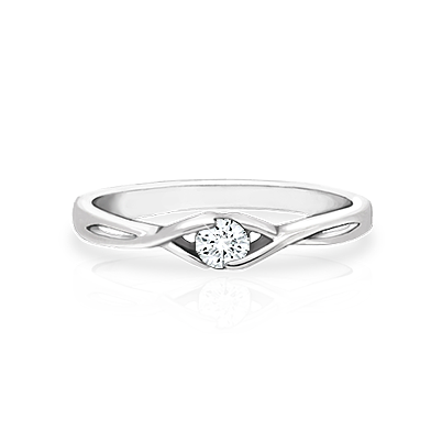 Silver Satin Sashes, Clear CZ Ring - Sterling Silver