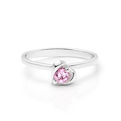 All Of My Heart, Pink CZ Ring - Sterling Silver