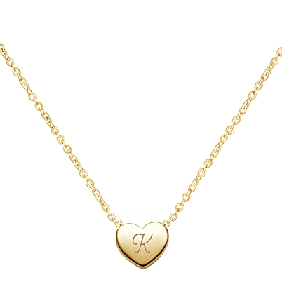 Mini Sliding Heart Necklace for Mothers (Includes Chain &amp; FREE Engraving) - 14K Gold