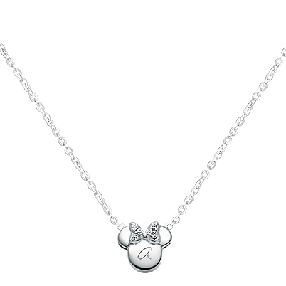 Mini Sliding Miss Mouse Necklace for Teens (Includes Chain &amp; FREE Engraving) - Sterling Silver