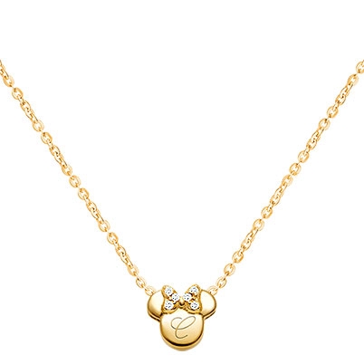 Mini Sliding Miss Mouse Necklace for Teens (Includes Chain &amp; FREE Engraving) - 14K Gold