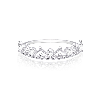 Tiny Tiara, Clear CZ Children&#039;s Ring for Girls - Sterling Silver