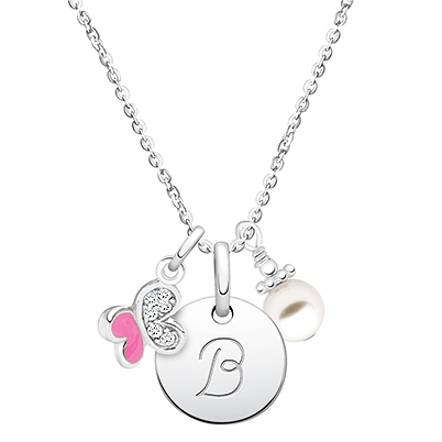 &quot;Design Your Own&quot; Tiny Round, Engraved Necklace for Children - Sterling Silver