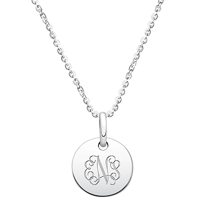Tiny Round, Engraved Children&#039;s Pendant for Girls (FREE Personalization) - Sterling Silver