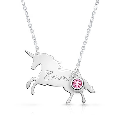 Unicorn Necklace for Girls, Engraved with Her Name!