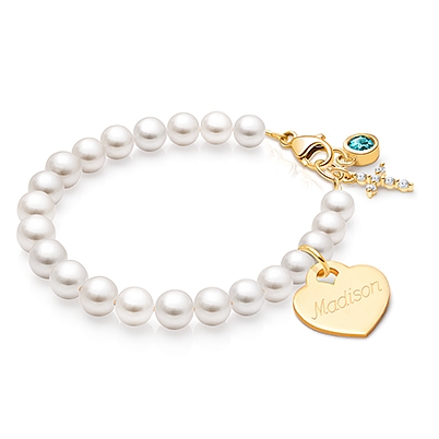 Solid Gold Pearl Bracelet for Teens