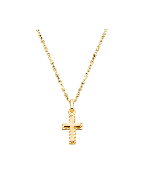 Beautifully Beveled Cross, Teen&#039;s Necklace for Girls - 14K Gold
