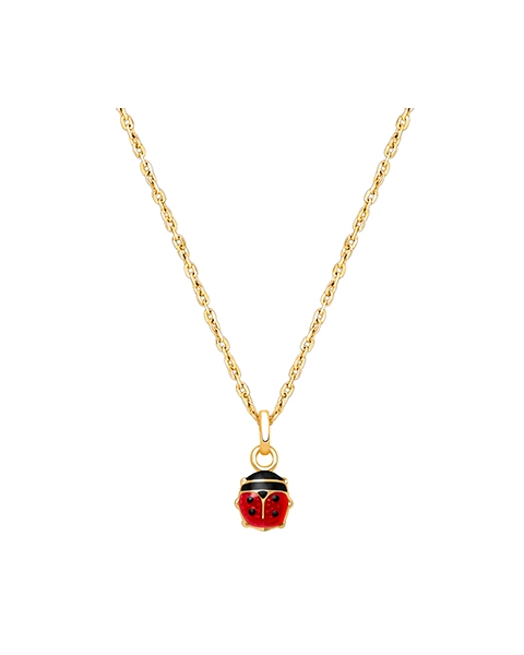 Lil&#039; Ladybug, Teeny Tiny Children&#039;s Necklace for Girls - 14K Gold