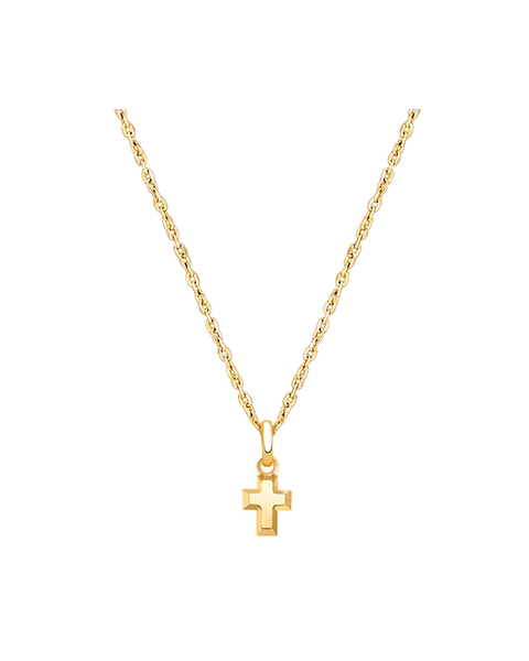 Simple Cross, Teeny Tiny Children&#039;s Necklace for Girls - 14K Gold
