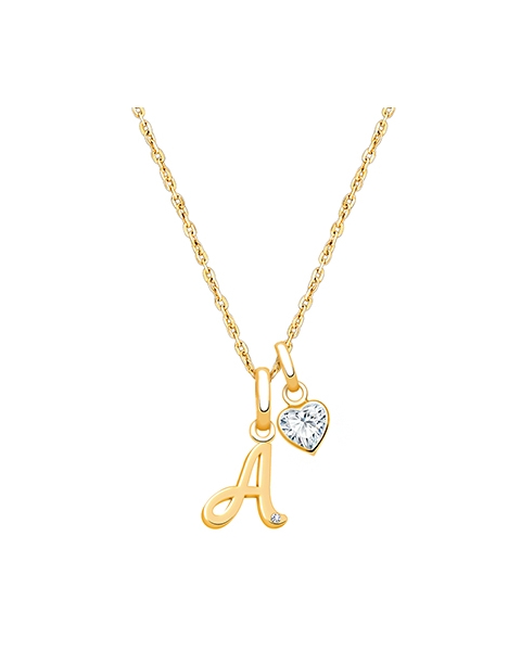 14K Gold Initial with Genuine Diamond &quot;Design Your Own&quot; Personalized Children&#039;s Necklace for Girls - 14K Gold