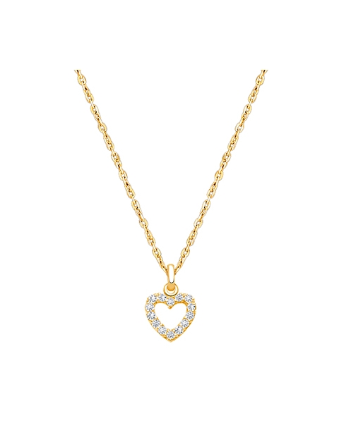 Pure Splendor Heart with Genuine Diamonds, Children&#039;s Necklace for Girls - 14K Gold
