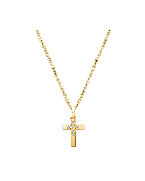 Pure Faith, Cross Duo Children&#039;s Necklace for Boys - 14K Gold