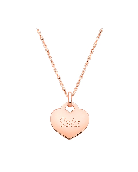 14K Rose Gold Baby Heart, Engraved Teen&#039;s Necklace for Girls (FREE Personalization) - 14K Rose Gold