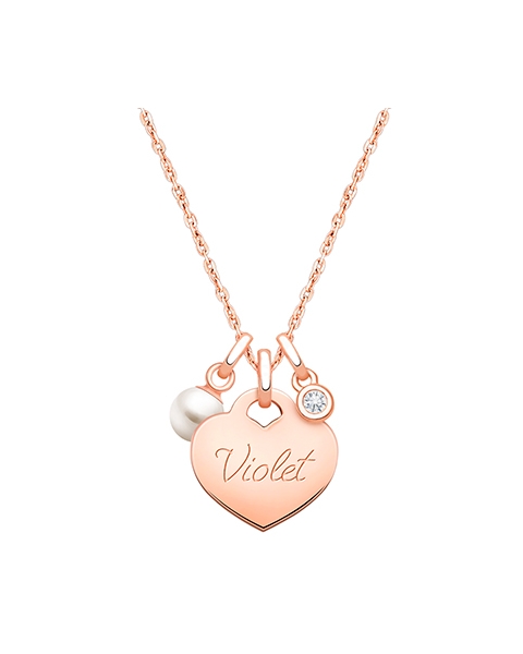 14K Rose Gold Baby Heart &quot;Design Your Own&quot; Children&#039;s Necklace for Girls (Optional Charms &amp; FREE Engraving) - 14K Rose Gold