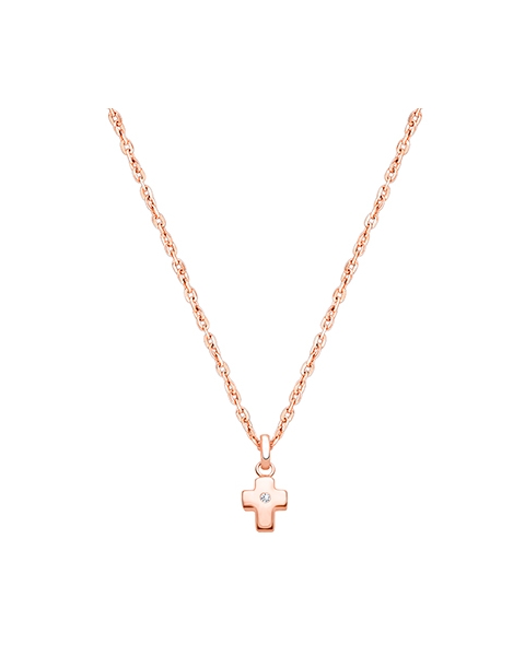 Forever in Faith Cross with Genuine Diamond, Children&#039;s Necklace for Boys - 14K Rose Gold