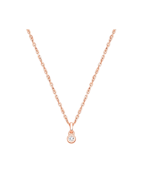 My 1st Diamond, Teeny Tiny Teen&#039;s Necklace with Genuine Diamond for Girls - 14K Rose Gold