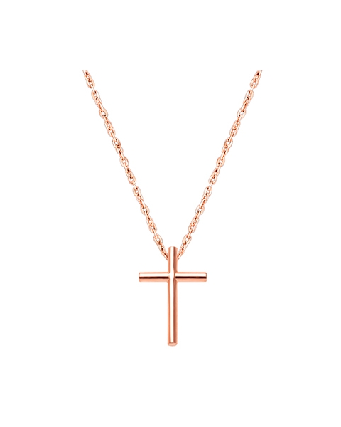 Rounded Cross, Children&#039;s Necklace for Boys - 14K Rose Gold