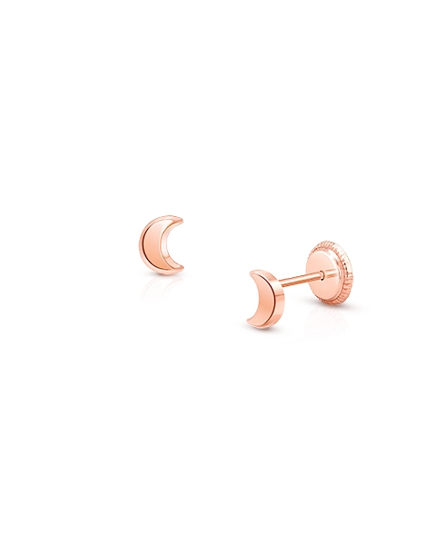 Moonlight Studs, Teen&#039;s Earrings, Screw Back - 14K Rose Gold