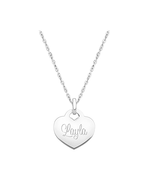 Personalized Silver Heart Necklace for Girls