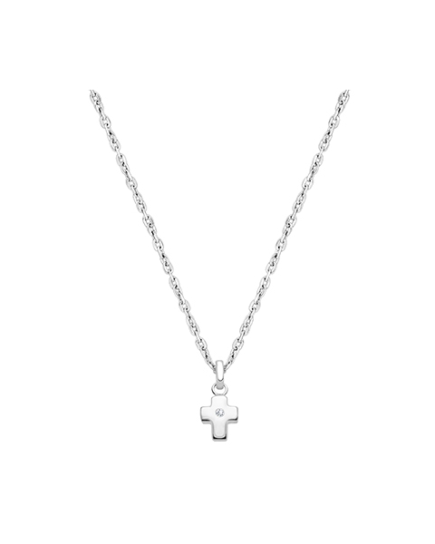 Forever in Faith Cross with Genuine Diamond, Teen&#039;s Necklace for Girls - 14K White Gold