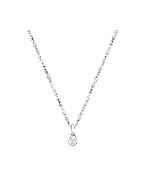 My 1st Diamond, Teeny Tiny Children&#039;s Necklace with Genuine Diamond for Girls - 14K White Gold