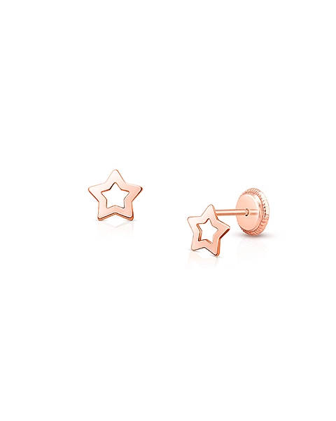 Wish Upon a Star, Baby/Children&#039;s Earrings, Screw Back - 14K Rose Gold