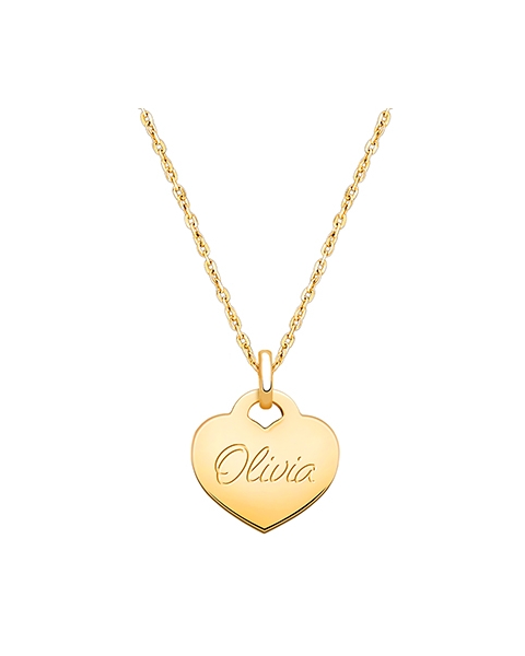 14K Gold Baby Heart, Engraved Teen&#039;s Necklace for Girls (FREE Personalization) - 14K Gold