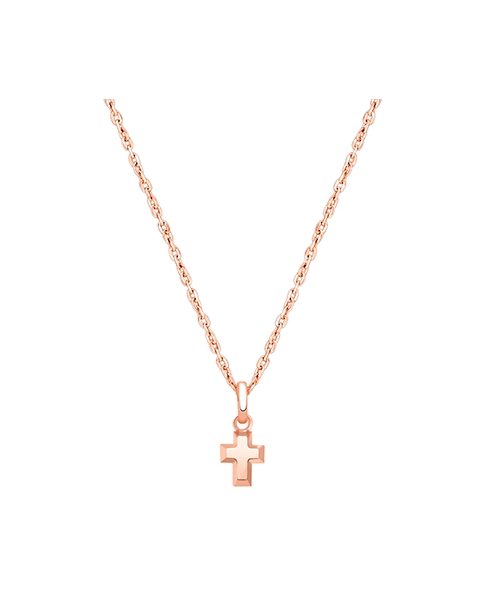 Simple Cross, Teeny Tiny Children&#039;s Necklace for Boys - 14K Rose Gold