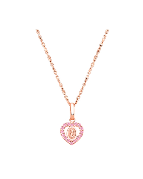 Virgin Mary, Pink CZ Heart Children&#039;s Necklace for Girls - 14K Rose Gold