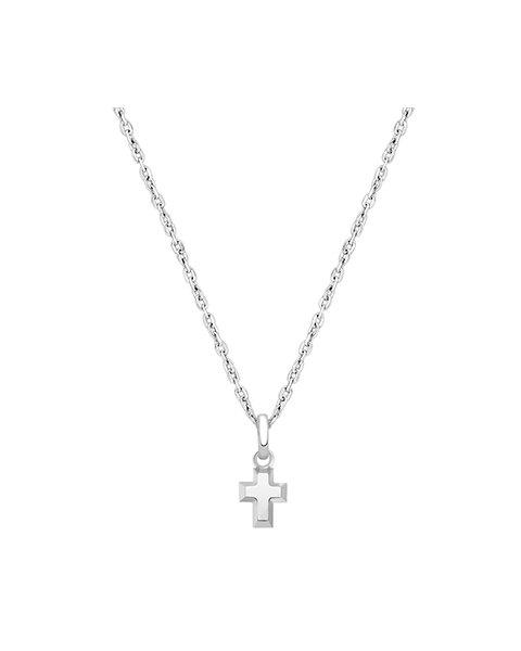 Simple Cross, Teeny Tiny Teen&#039;s Necklace for Girls - 14K White Gold