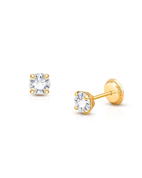 4mm Diamond Stud Girls Screw Back Earrings