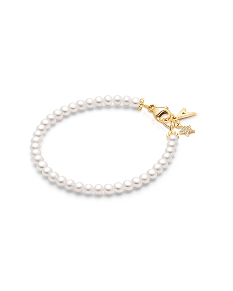 3mm Cultured Pearls, Baby/Children&#039;s Beaded Bracelet for Girls - 14K Gold