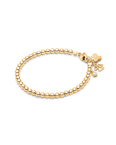 3mm Tiny Blessings Beads Christening/Baptism Baby/Children&#039;s Beaded Bracelet for Boys - 14K Gold