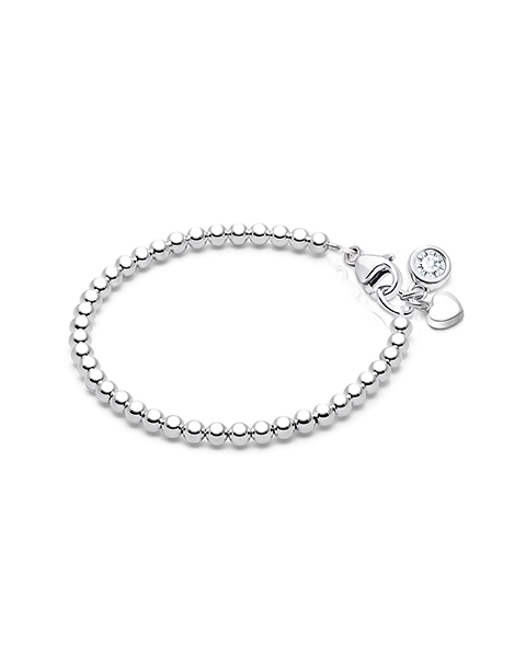 3mm Tiny Blessings Beads, Baby/Children&#039;s Beaded Bracelet for Girls - Sterling Silver