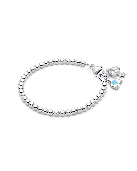 3mm Tiny Blessings Beads, Baby/Children&#039;s Beaded Bracelet for Boys - Sterling Silver