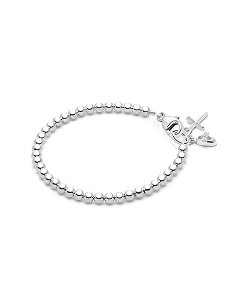 3mm silver beaded bracelet for girls