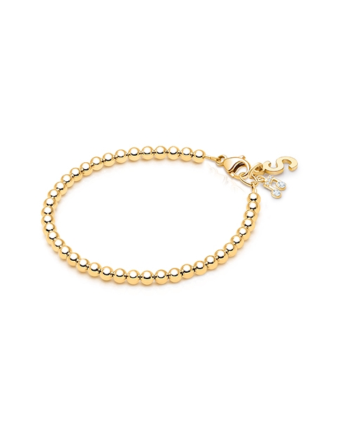 3mm Tiny Blessings Beads, Baby/Children&#039;s Beaded Bracelet for Boys - 14K Gold