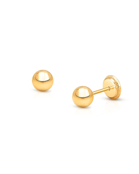 4mm Classic Round Studs, Baby/Children&#039;s Earrings, Screw Back - 14K Gold