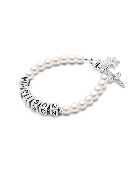 Pearl Name Bracelet for Girls Baptism/Christening